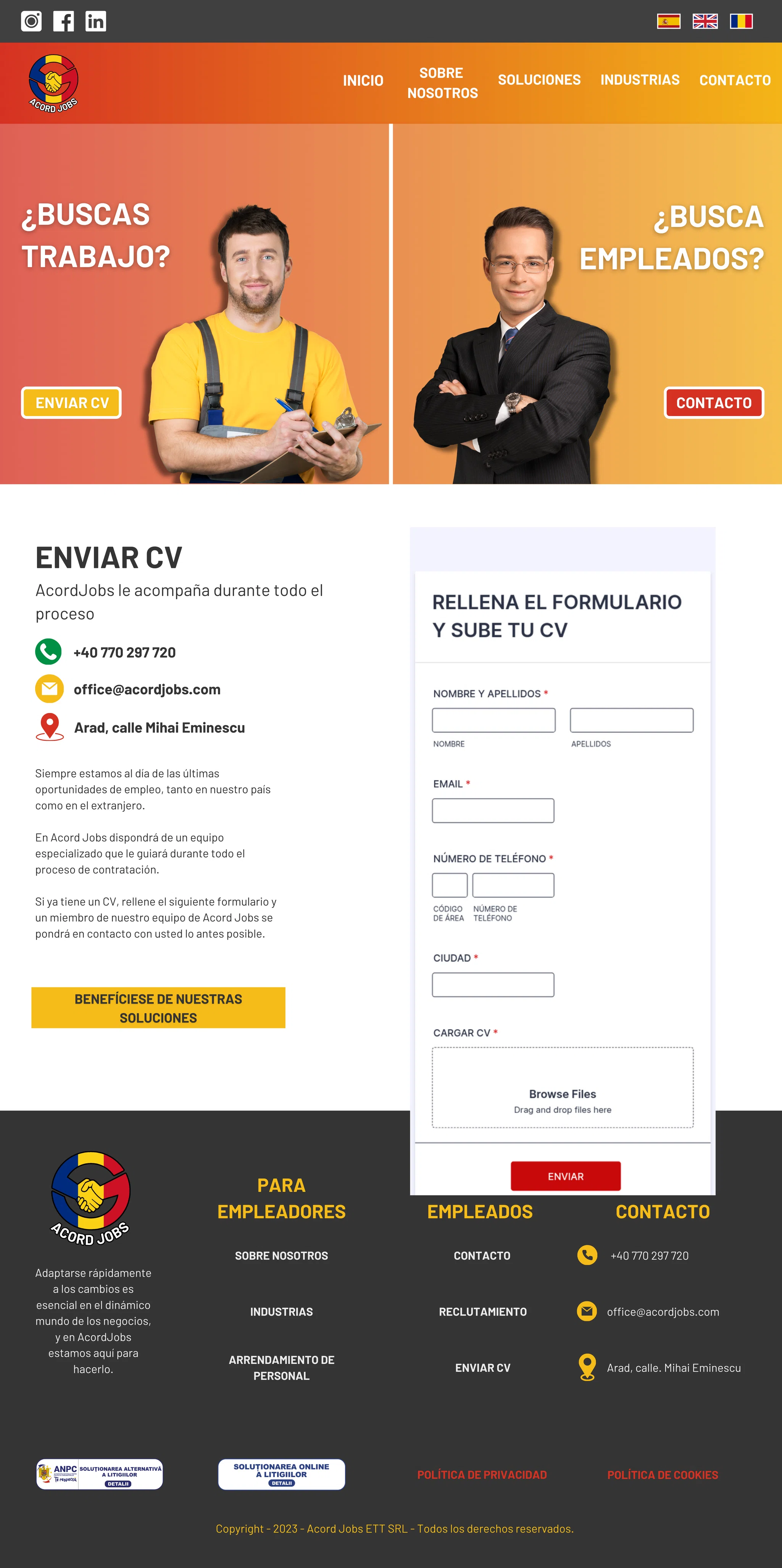 ENVIAR CV - AcordJobs